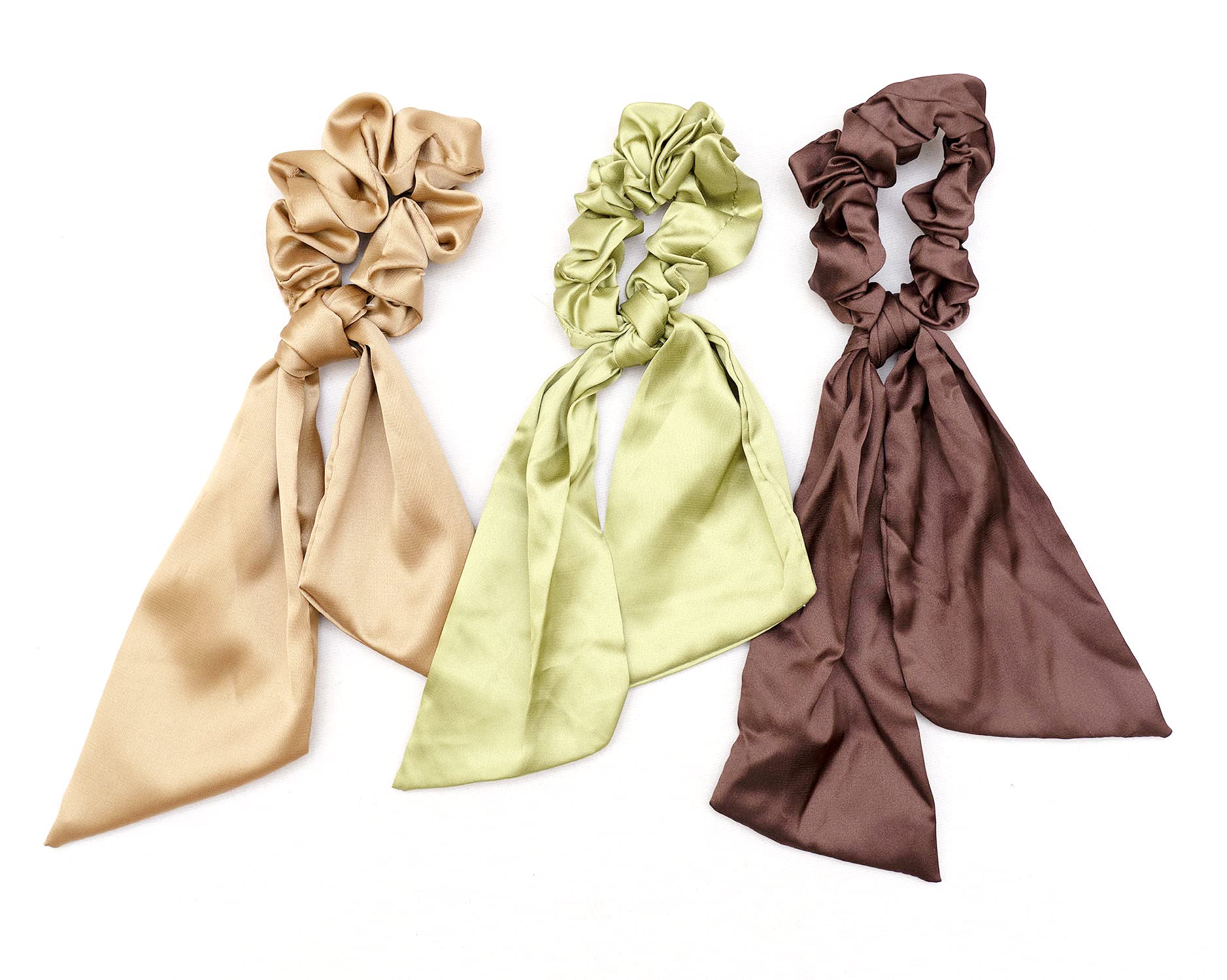 Olive Green Hair Scrunchies 3-Pack - Women's Elastic Hair Bands for Ponytails & Styling