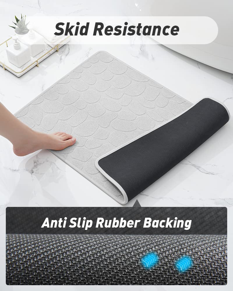 COCOER Non-Slip Bath Mat - Super Absorbent Washable Thin Bathroom Rug with Rubber Backing, 17