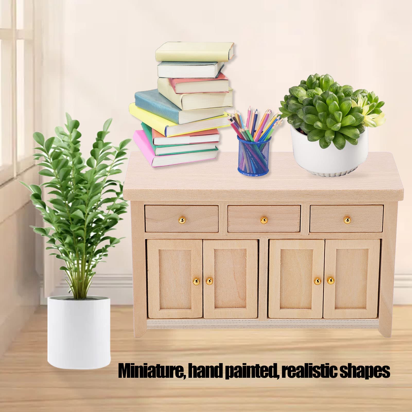 1:12 Scale Miniature Dollhouse Cabinet - Birch Wood Storage Cabinet for Living Room, Bedroom & Kitchen - Perfect for Dollhouse Accessories, DIY Projects & Collectors