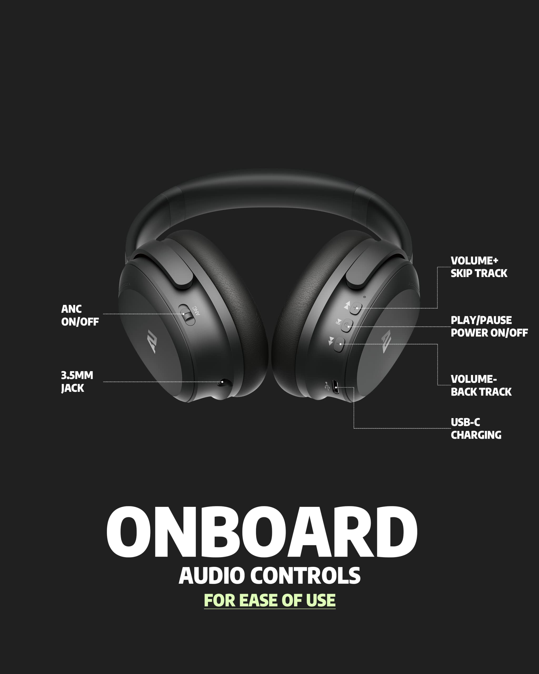 ausounds AU-XT Wireless Bluetooth Headphones with Hybrid Active Noise Cancelling - Over-Ear Headset with aptX HD, Bi-Fold Design, Protein Earmuffs & Deep Bass - Built-in Mic for Calls - 30H Playtime (Black) | Perfect for Travel, Workouts & Home Office Use