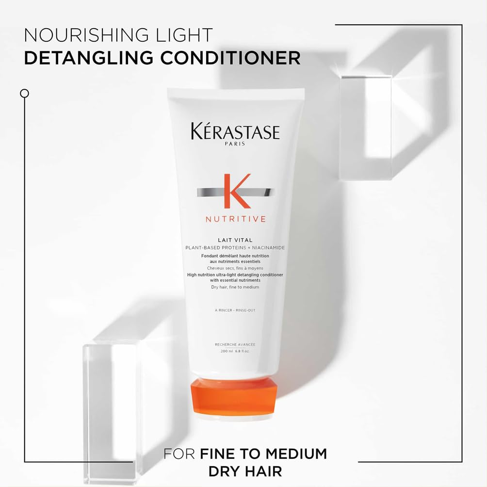 Kerastase Nutritive Shampoo & Conditioner Set for Dry Thin Hair - Niacinamide Infused Hydrating Shampoo & Ultra-Light Conditioner Duo - Daily Hair Care Routine for Damaged & Nutrient-Deficient Hair - Perfect for Home & Salon Use
