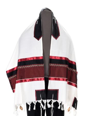 Premium Red Wine Tallit Prayer Shawl - Wool Bar Mitzvah & Wedding Tallit for Jewish Ceremonies | Perfect for Synagogue Services, Coming-of-Age Celebrations & Religious Weddings
