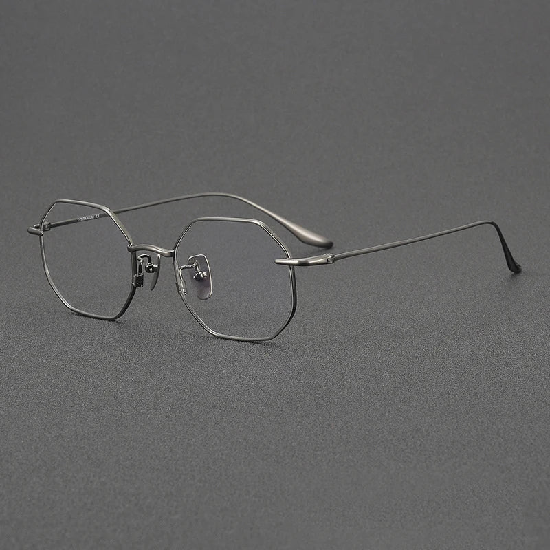 Stylish Unisex Black Titanium Polygon Flat Top Full Rim Eyeglasses 4174 - Perfect for Work, Reading & Fashion Accessories