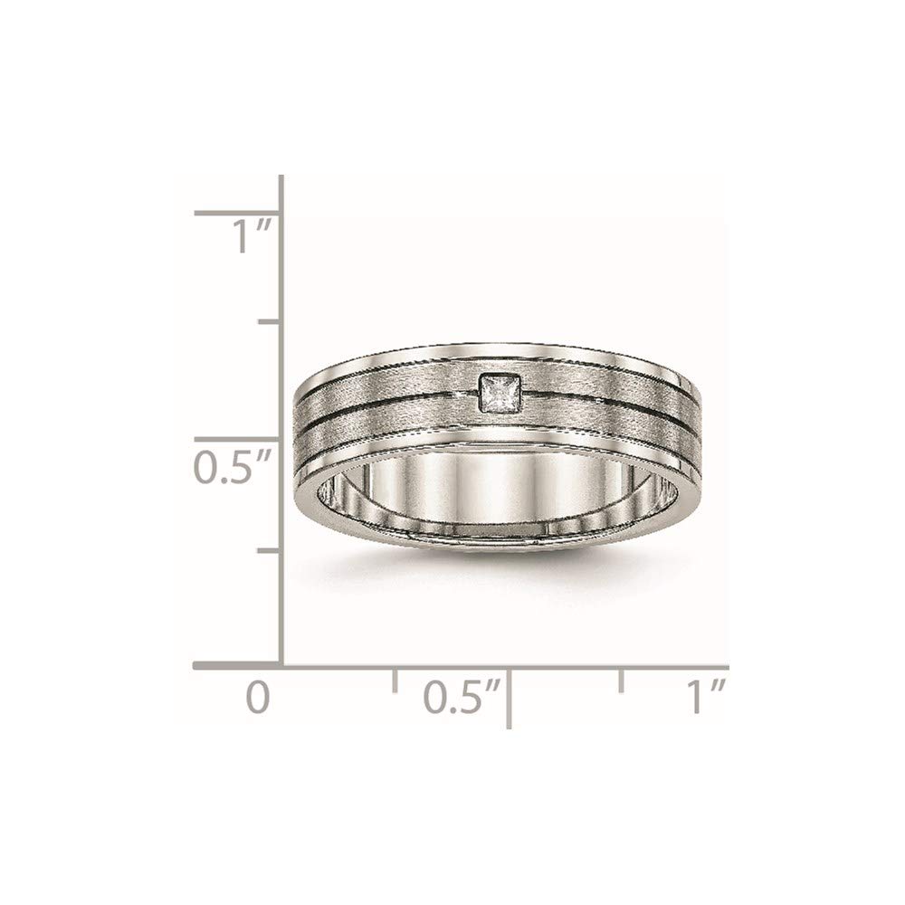 Brushed Stainless Steel Cubic Zirconia Ring for Women - Size 12 | Elegant Gift & Everyday Wear