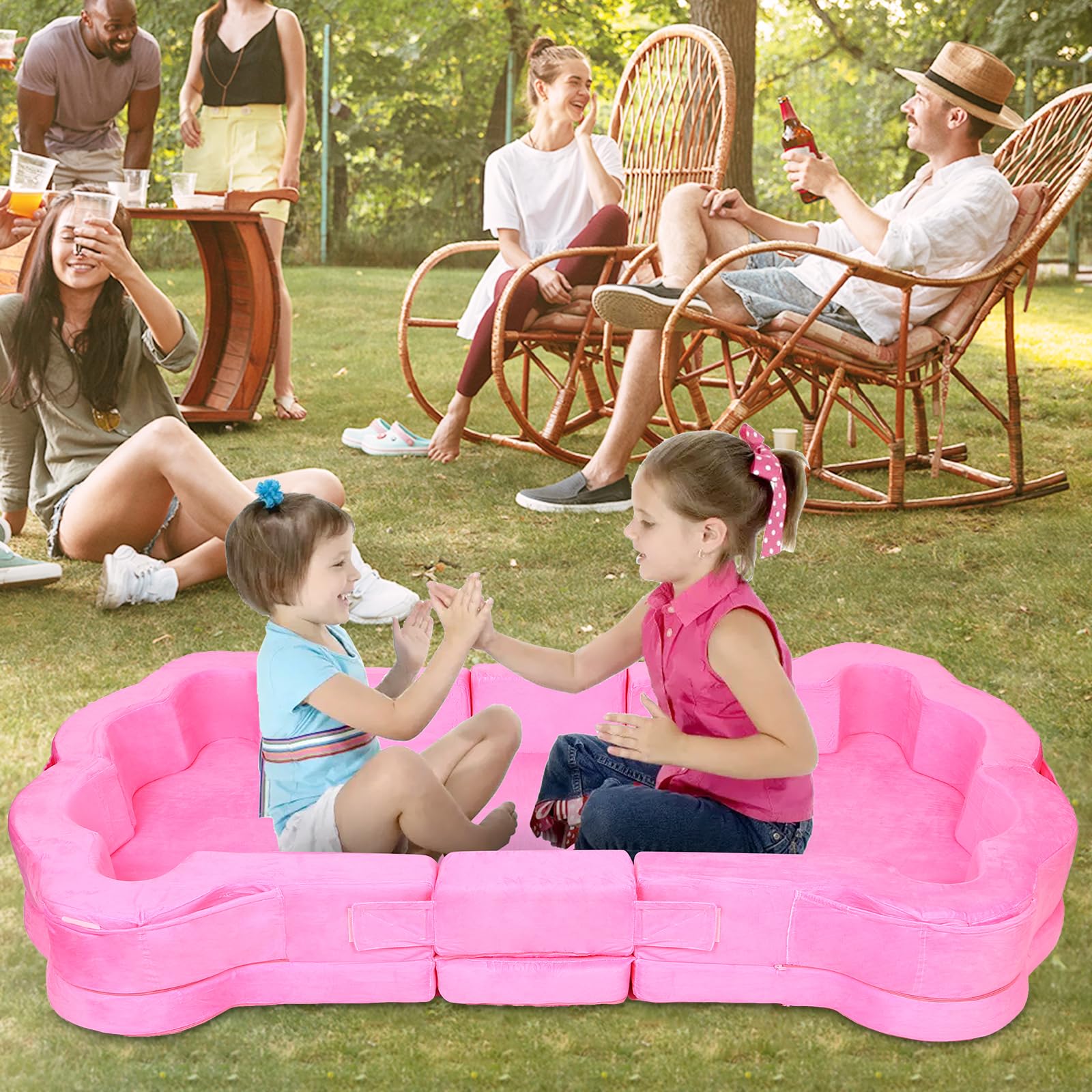 Portable Foldable Toddler Travel Bed for Kids 1-5 Years - Soft, Safe & Lightweight Floor Bed for Home, Camping & Sleepovers (Pink) - Perfect for Indoor, Outdoor & Travel Use