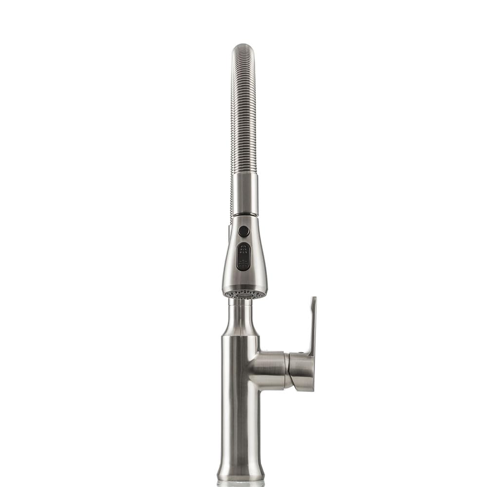 Strictly Sinks Modern Kitchen Faucet with Pull Down Sprayer - High Arc Single Handle Spring Faucet, 3 Function Spray Head & 360° Swivel Spout - Micro Coil Design with Towel Bar - Perfect for Contemporary Kitchens, Dishwashing, and Food Prep