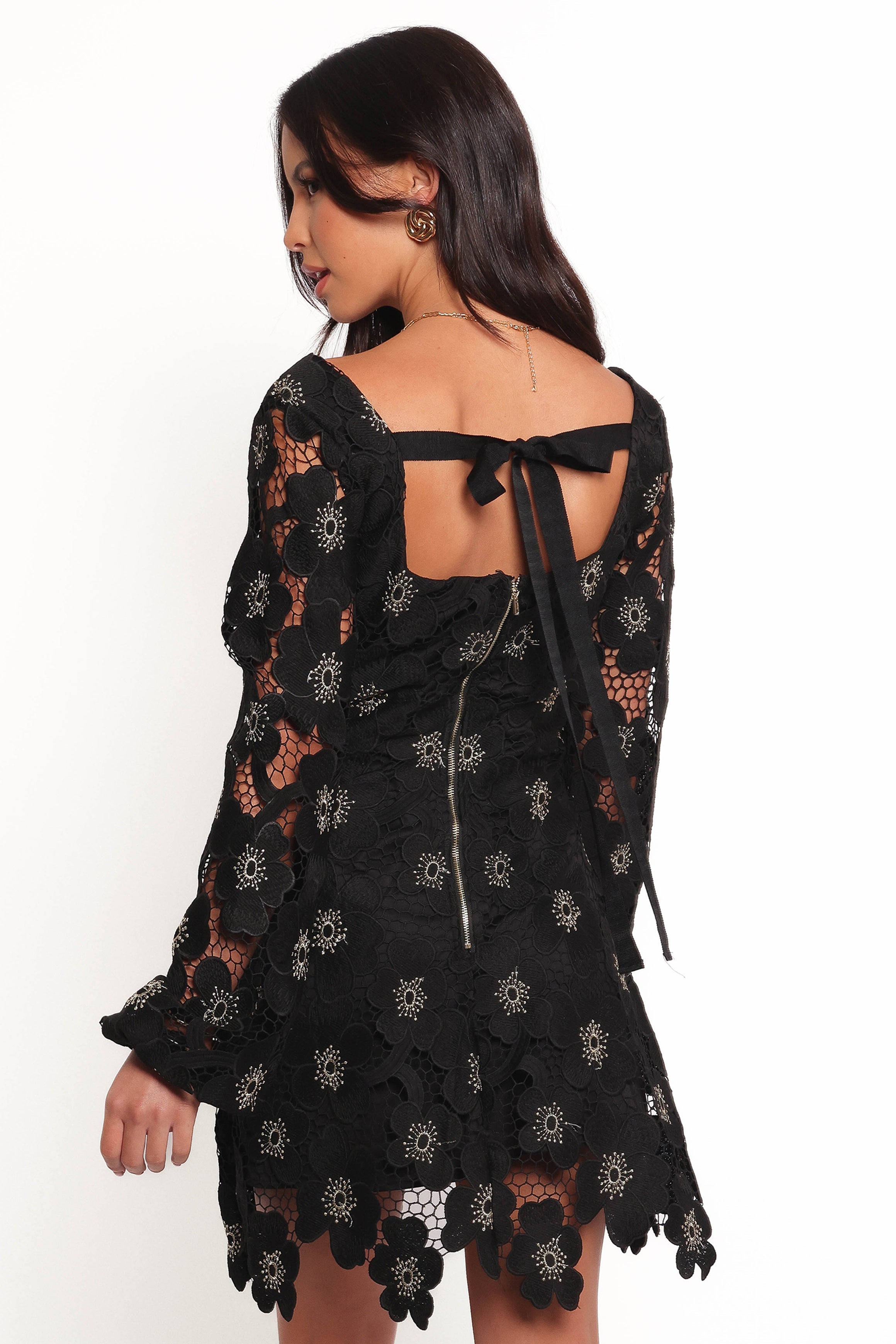 Bardley Women's Long Sleeve Mini Dress - Elegant Black Party Dress for Night Out, Date Night, and Special Occasions