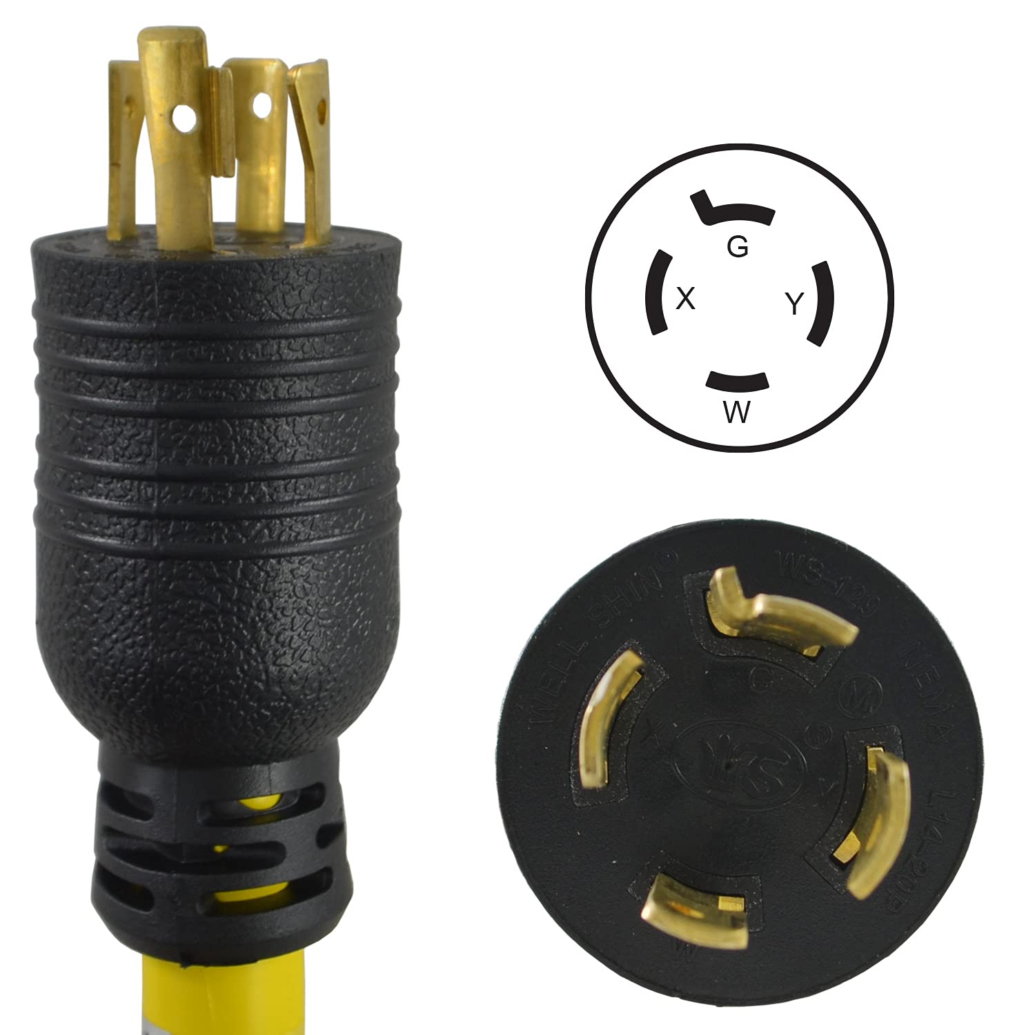 Conntek 20592 50-Foot Heavy Duty L14-20 Generator Power Cord - 125/250V, 20A, Yellow - Perfect for Backup Power, RV Camping & Job Sites