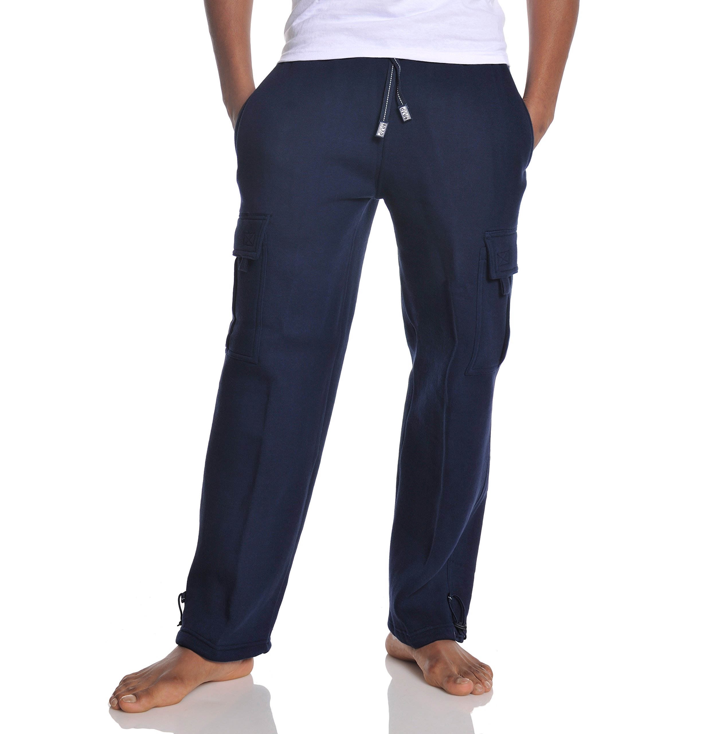 Pro Club Men's Heavyweight Fleece Cargo Pants - Winter Workwear & Outdoor Hiking Pants with Multiple Pockets for Storage