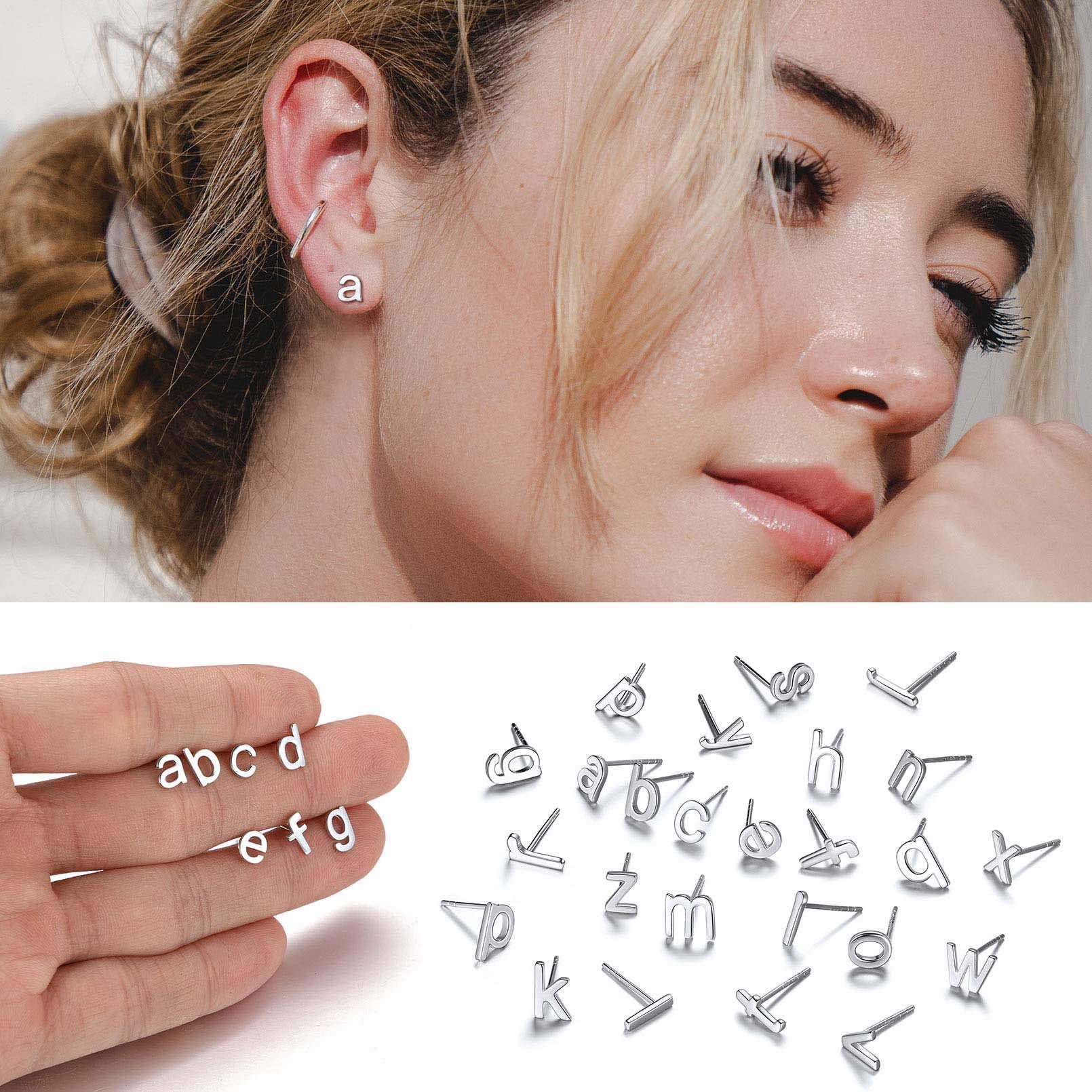 ChicSilver 925 Sterling Silver Letter E Initial Necklace & Stud Earrings Set for Women & Girls - Perfect Gift for Birthday, Anniversary & Everyday Wear