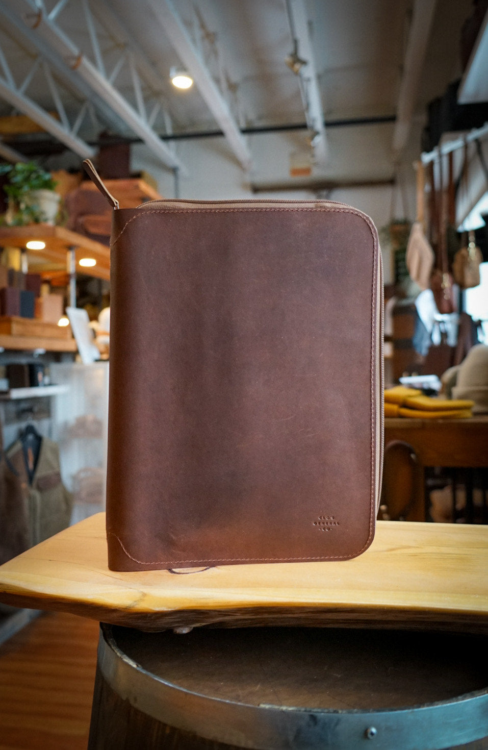 Premium Leather Padfolio - Dark Amber Harness Executive Portfolio with Notepad Holder for Business Meetings & Professional Presentations