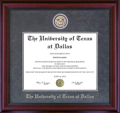 Premium University of Texas at Dallas (UTD) Diploma Frame with Embossed School Seal - Official Graduation Display for Home & Office Decor