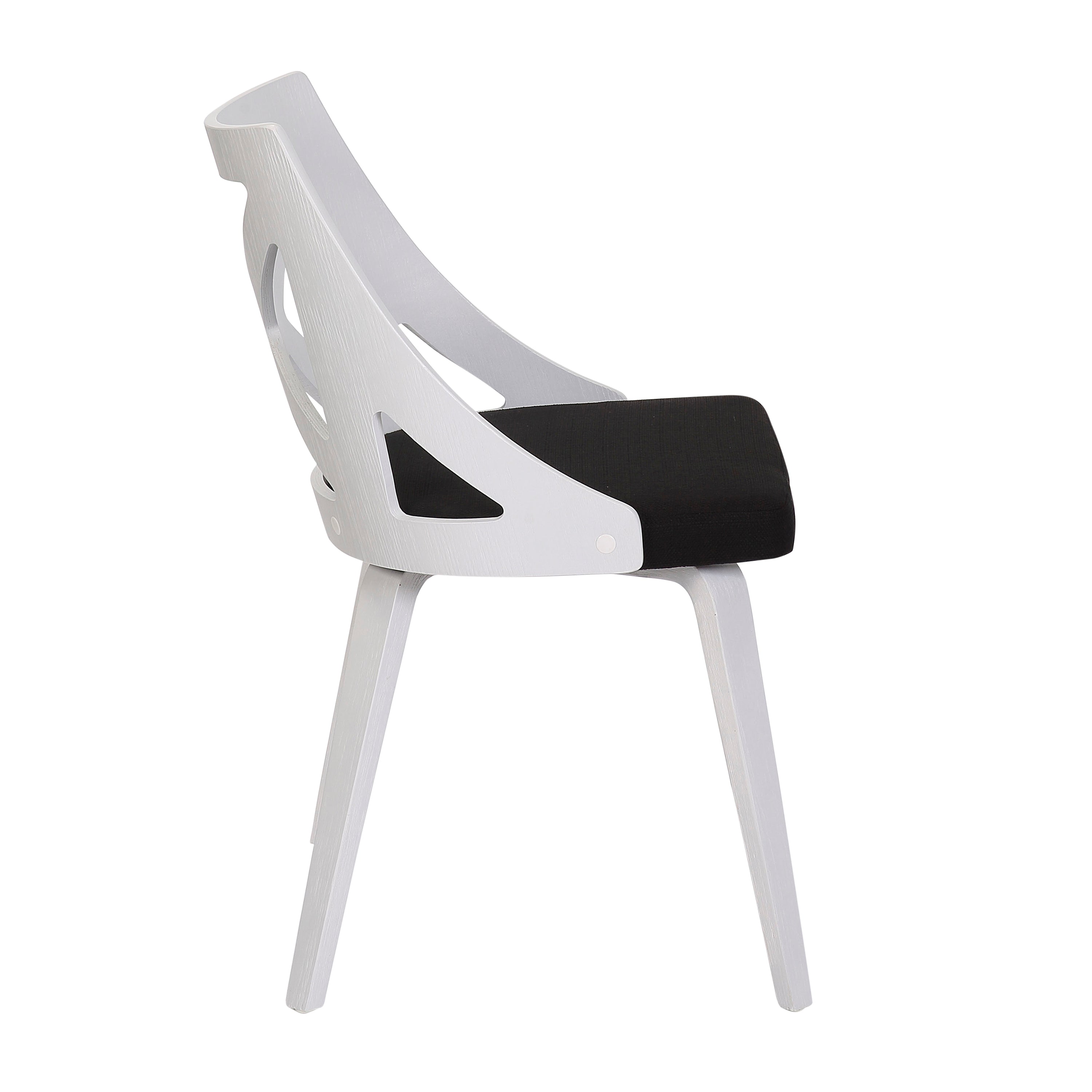 LumiSource Charlotte Farmhouse Chair Set of 2 - White Textured Wood & Charcoal Fabric Upholstered Dining Chairs | Perfect for Farmhouse Kitchens, Dining Rooms & Cozy Breakfast Nooks