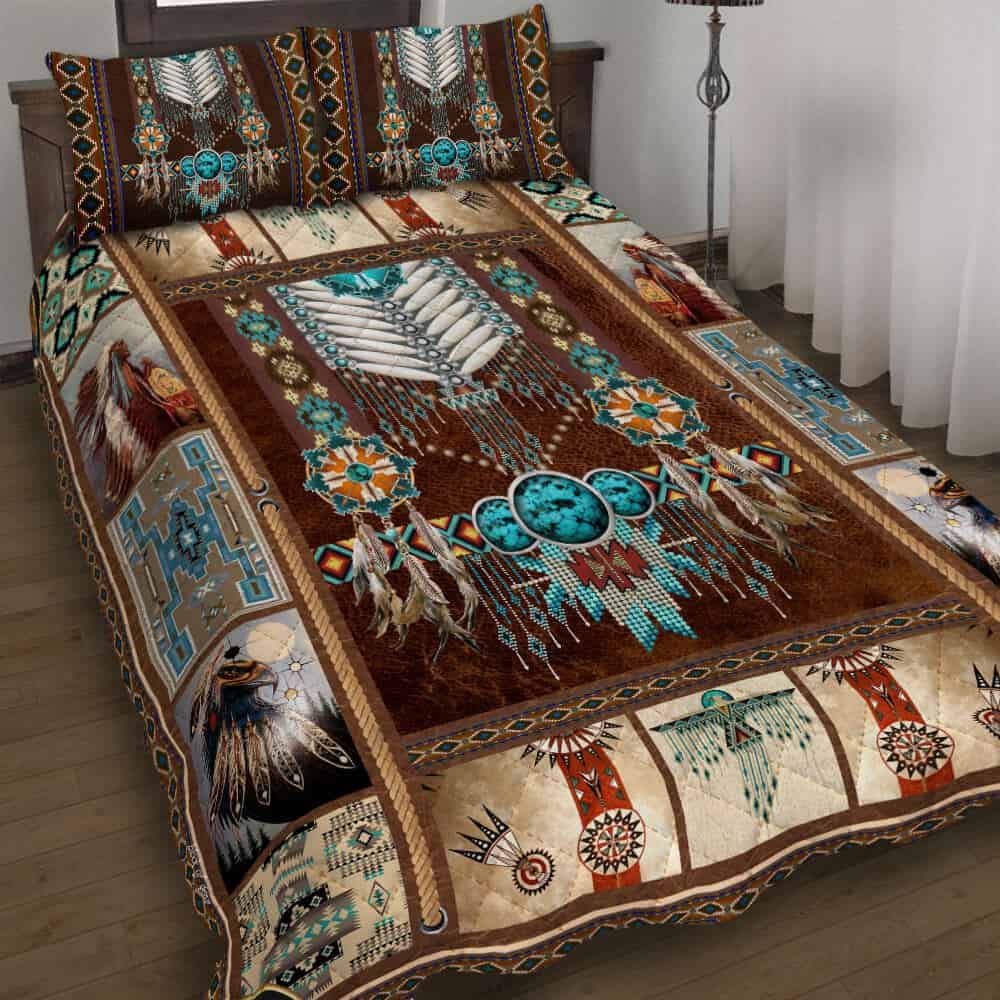 GEEMBI Native American Quilt Bedding Set - Twin Size Lightweight Cotton Coverlet with 2 Pillowcases | All-Season Soft Bedspread for Cozy Home Decor | Perfect for Guest Rooms, Dormitories & Southwestern Style Bedrooms
