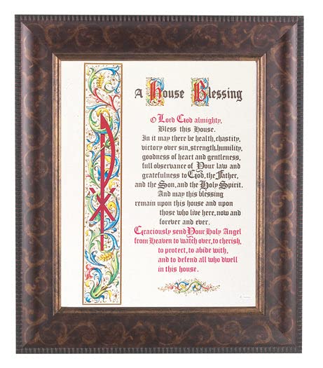 Antique Gold & Espresso Framed Wall Art - Large House Blessing Picture with Beveled Edge & Gold Lip | Elegant Home Decor for Living Room, Bedroom & Office