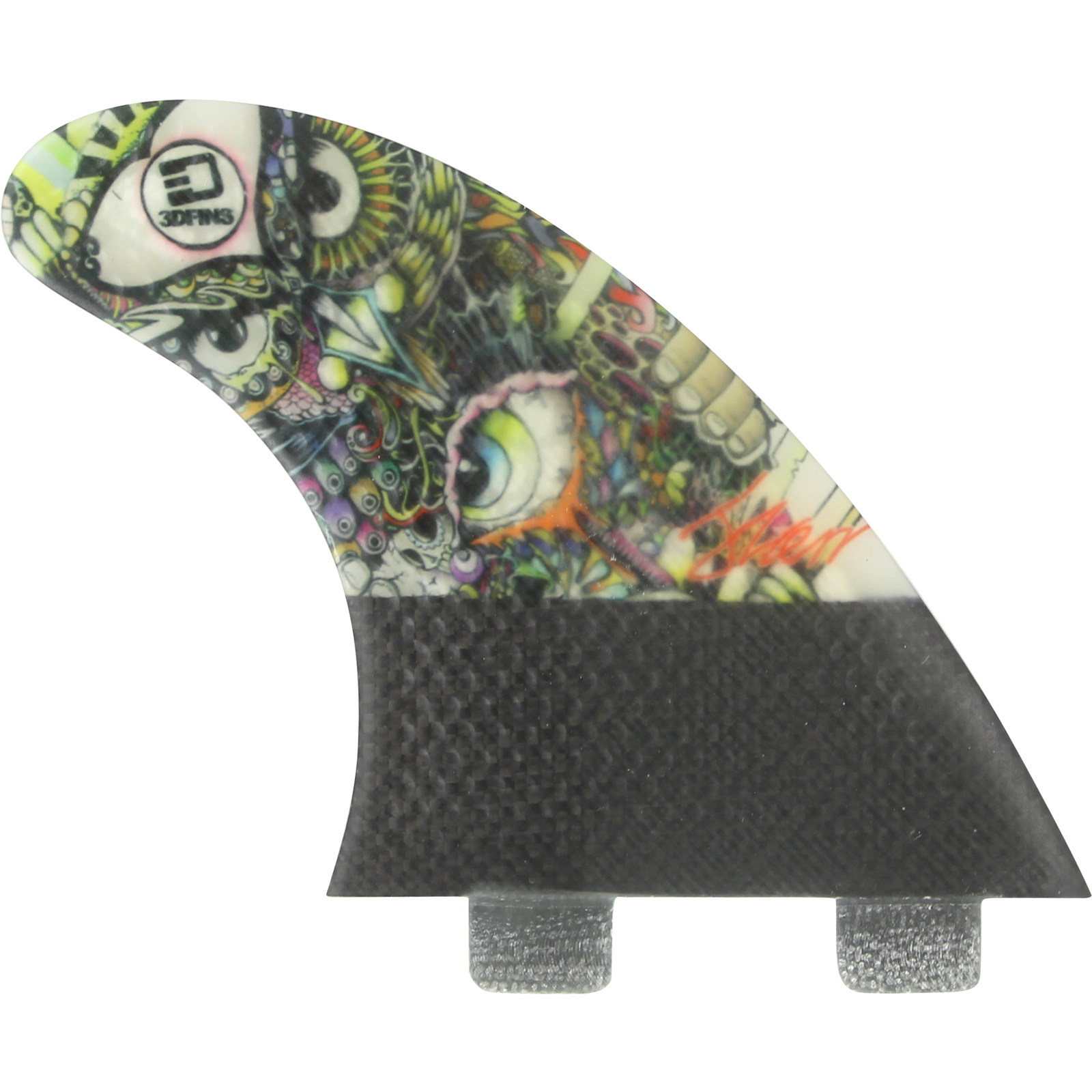 3D Darkside Carbon Twin Tab 5.0 Wise Owl Surfboard Fin Set of 3 Pieces - High Performance Surfing Fins for Professional Surfers & Wave Riding Enthusiasts