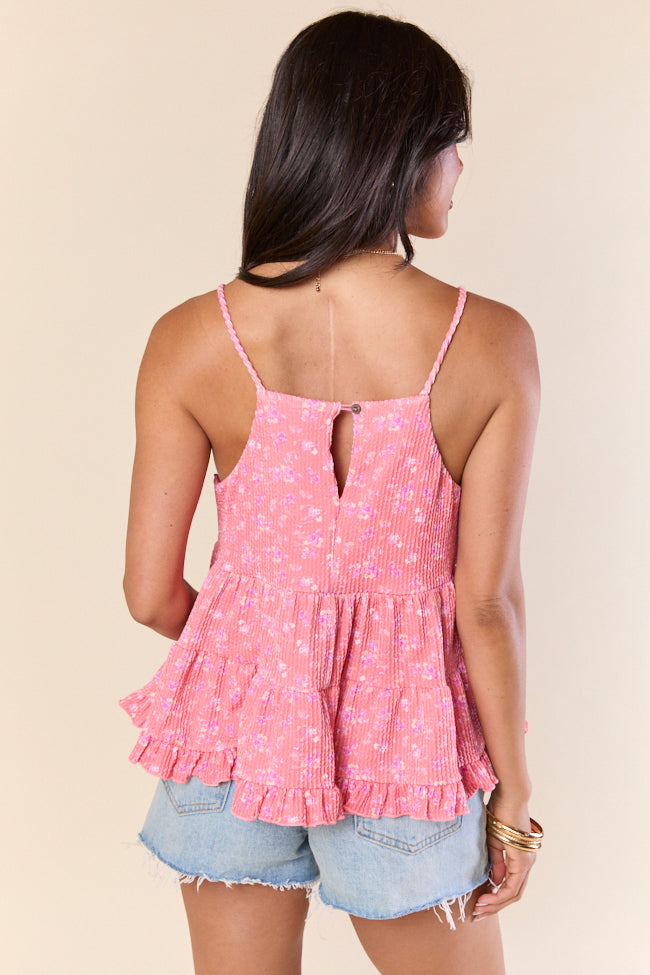 Floral Muse Coral Knit Tank Top for Women - Summer Beachwear, Casual Outfits & Vacation Essentials - FINAL SALE