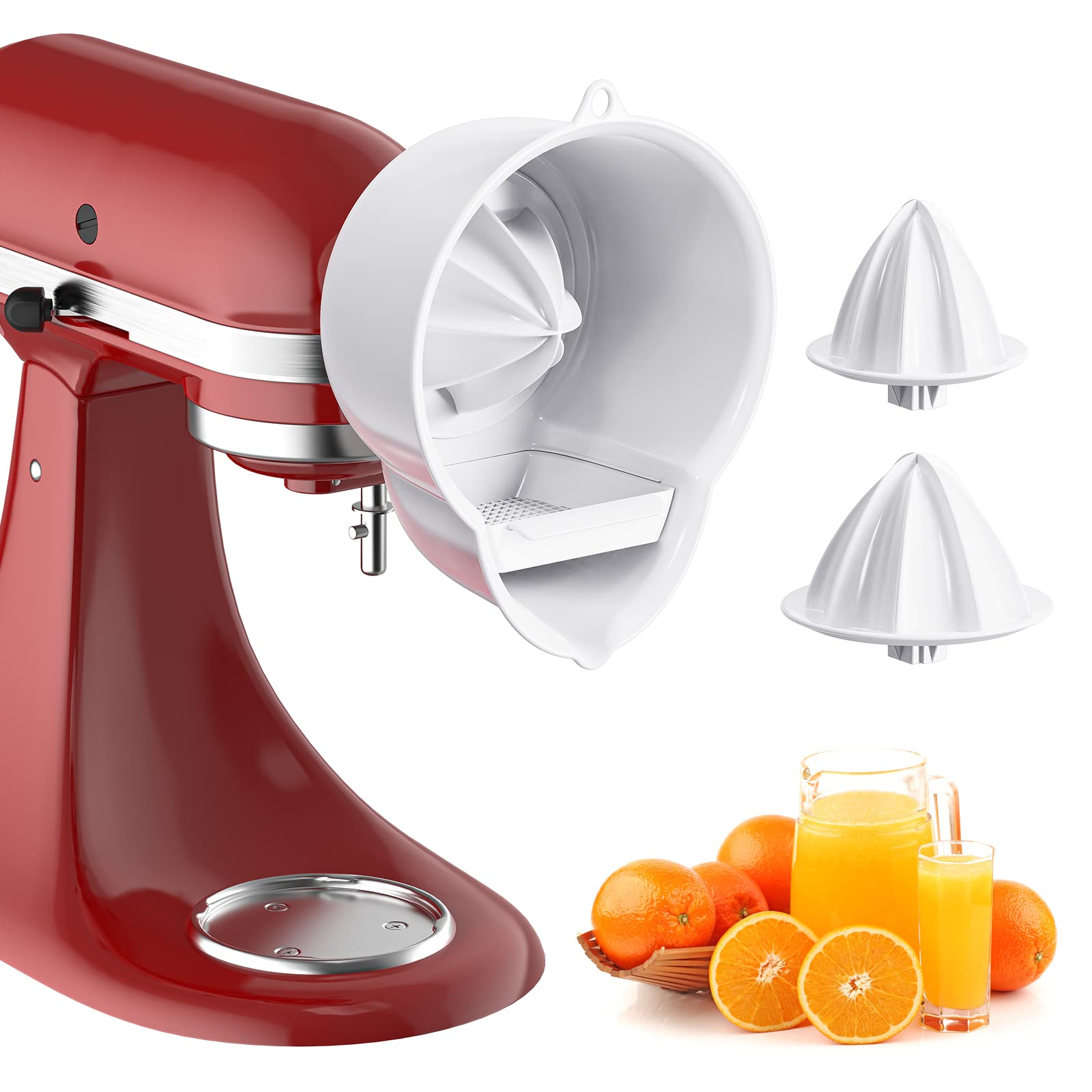 KitchenAid Mixer Juicer Attachment - BPA-Free Citrus Squeezer with 2-Size Reamer & Splash Guard, Compatible with KitchenAid/Cuisinart SM50 Series | Easy to Clean | Perfect for Fresh Orange Juice, Lemonade & Cocktail Making at Home