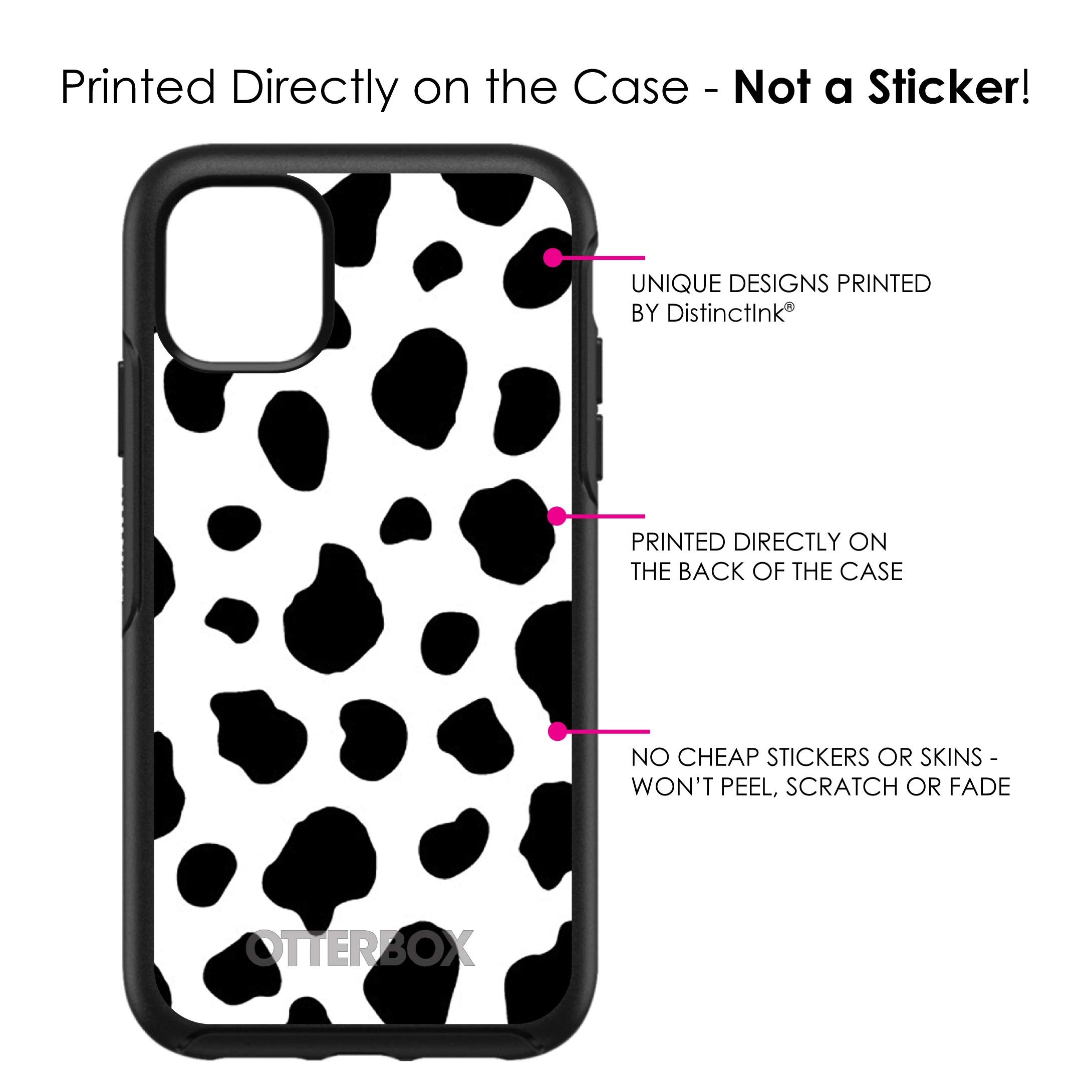 DistinctInk iPhone 11 Case (6.1 Inch) - Durable Black & White Cow Dalmatian Spots Animal Print Protective Cover - Slim Fit Shockproof Replacement for OtterBox Symmetry - Perfect for Work, Travel & Everyday Use