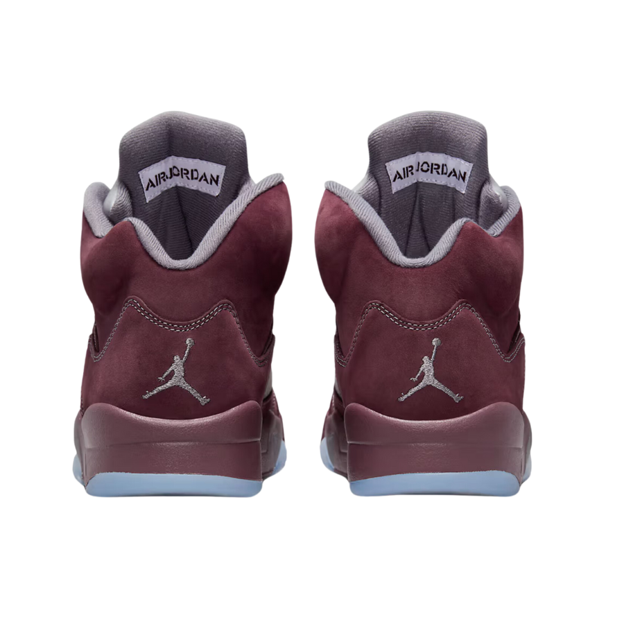 Air Jordan 5 Retro Sneakers - Burgundy & Light Graphite Colorway with Metallic Silver Details | Men's Basketball Shoes for Streetwear & Casual Outfits