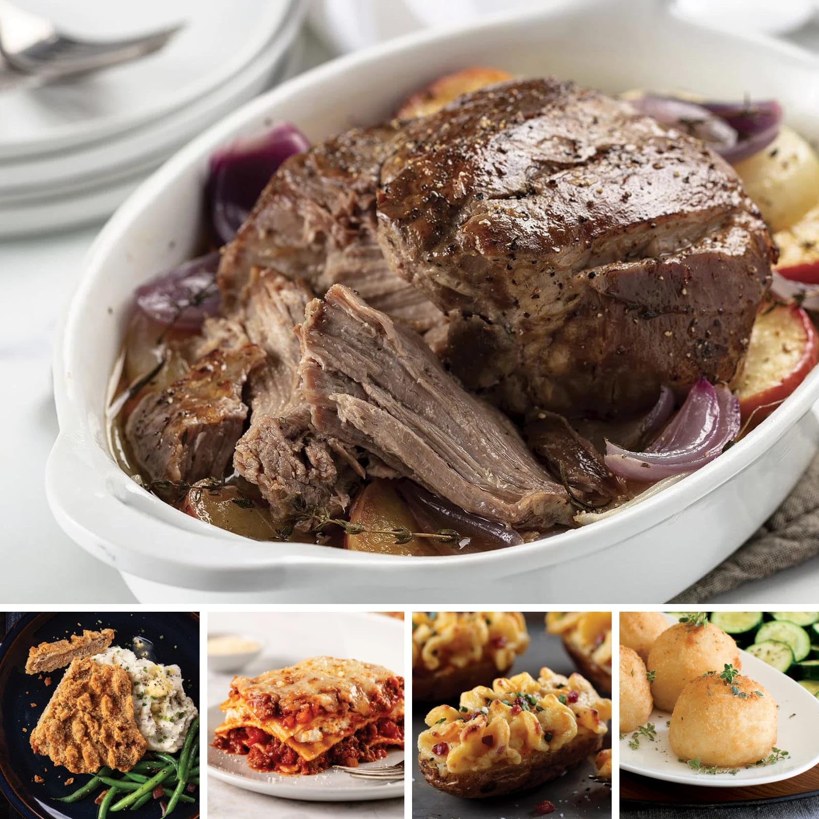 Omaha Steaks Fully Cooked Comfort Food Favorites - Pot Roast, Chicken Fried Steaks, Meat Lover's Lasagna, Stuffed Baked Potatoes & Potatoes au Gratin (4-8 Servings) | Perfect for Family Dinners, Quick Meals & Holiday Gatherings