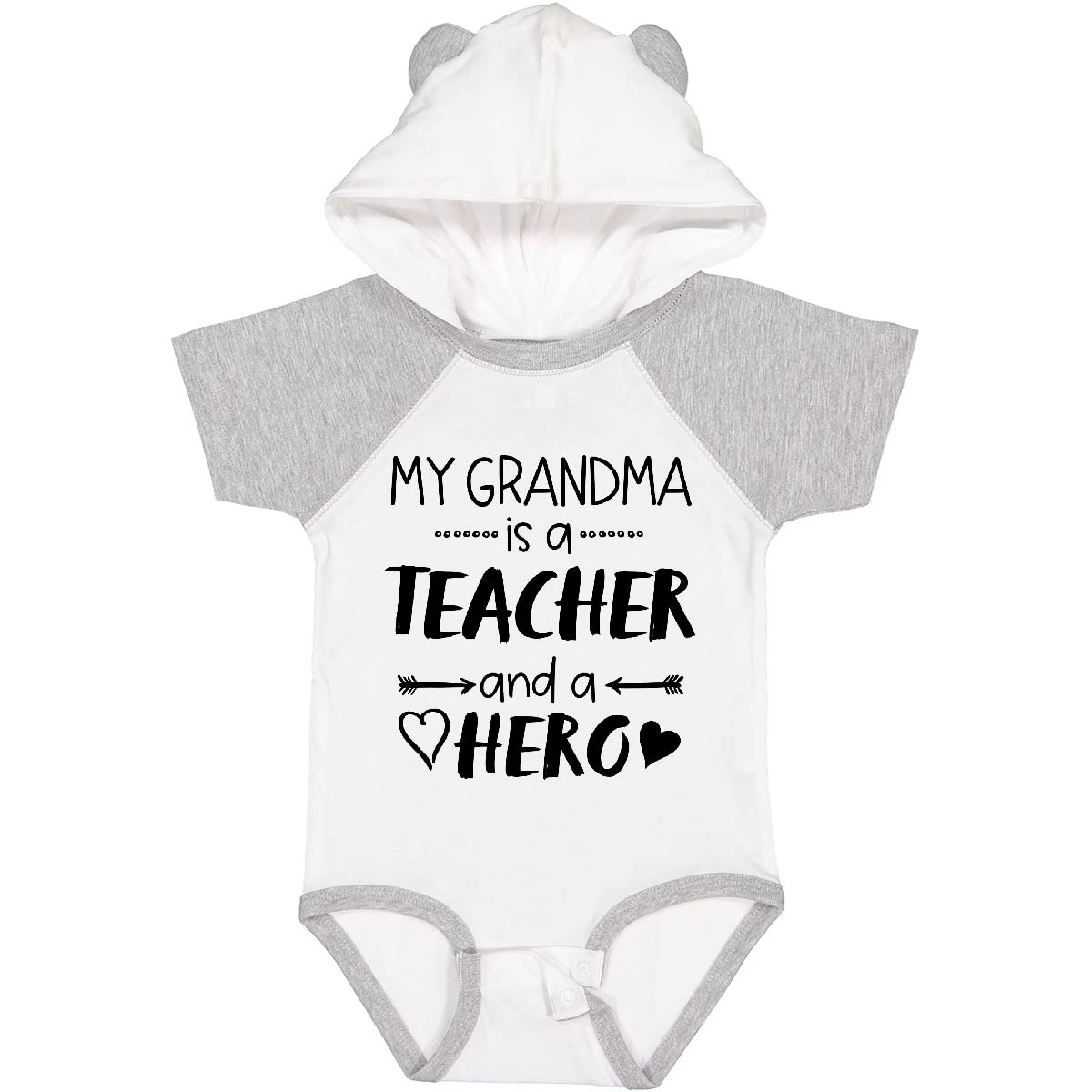 Inktastic My Grandma is a Teacher and a Hero Baby Bodysuit - Cute Infant Onesie for Teacher Appreciation, Grandparents Day & Family Gifts | Perfect for Newborns, Baby Showers & Special Occasions