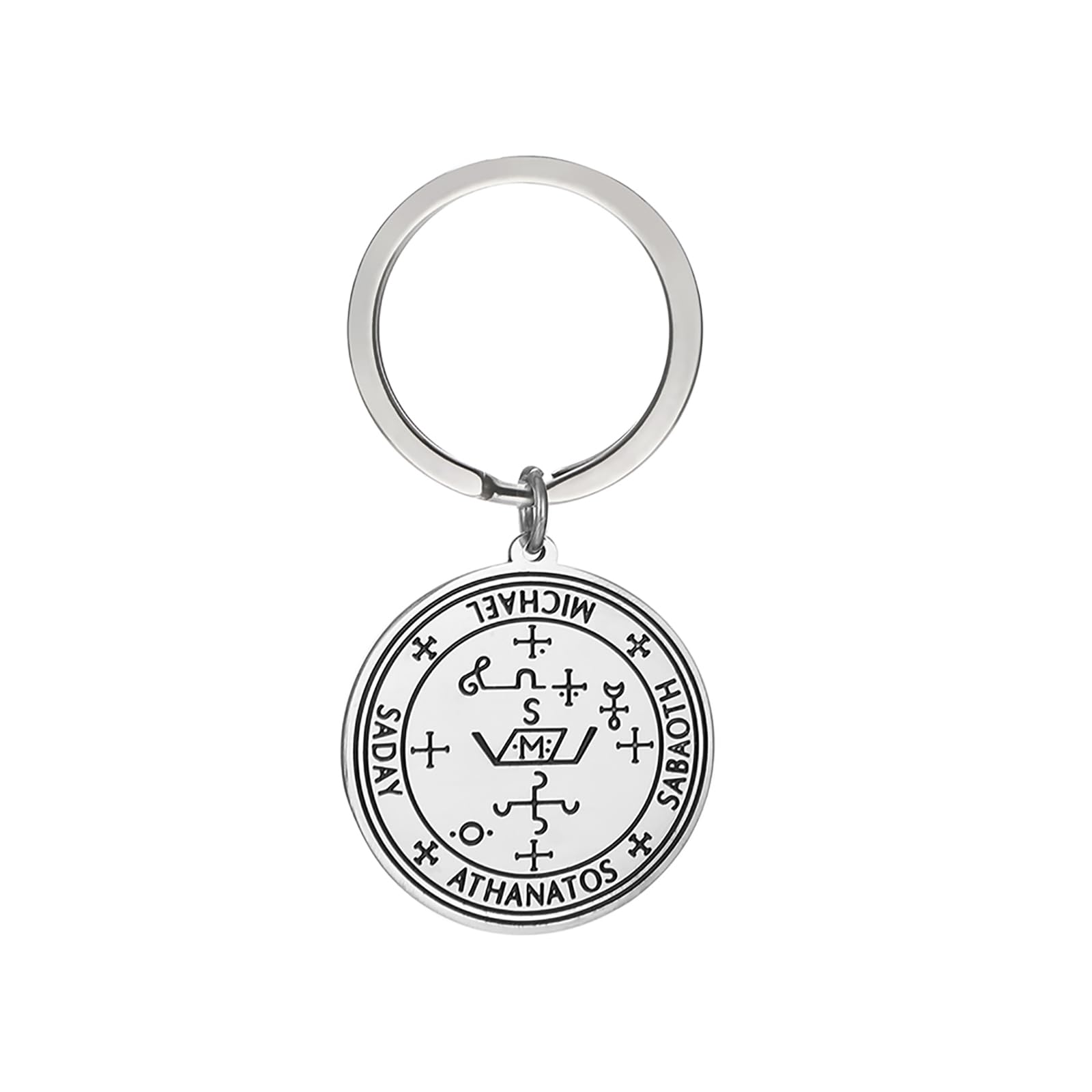 VASSAGO Archangel Keychain for Men & Women - Seal of 7 Archangels Pendant, Saint Michael Keyring, Kabbalah Amulet Gift for Protection & Spiritual Blessing | Perfect for Daily Carry, Car Keys, Backpacks & Spiritual Gifts