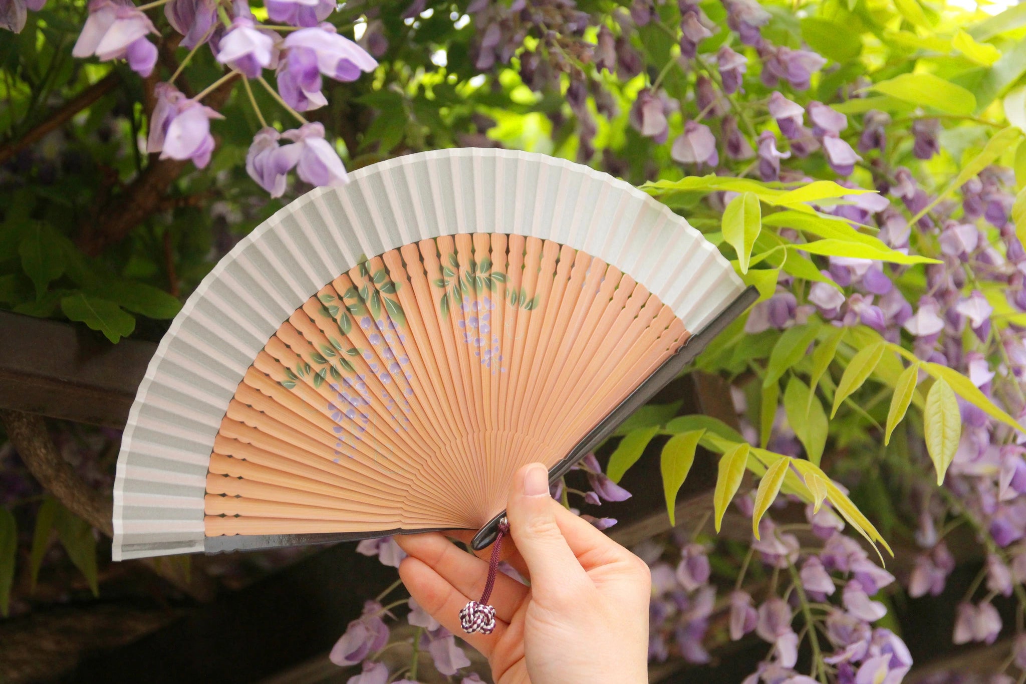 Japanese Sensu Folding Fan for Women - Elegant Mimosa Design Hand Fan for Summer, Travel, and Traditional Events