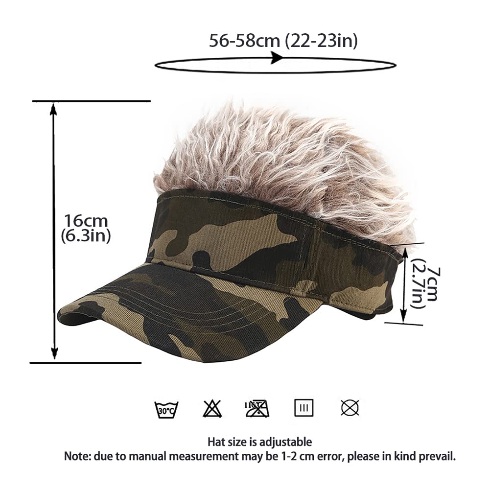Men's Adjustable Baseball Cap with Fake Hair - Stylish Visor Wig Hat for Golf, Outdoor Sports & Daily Wear