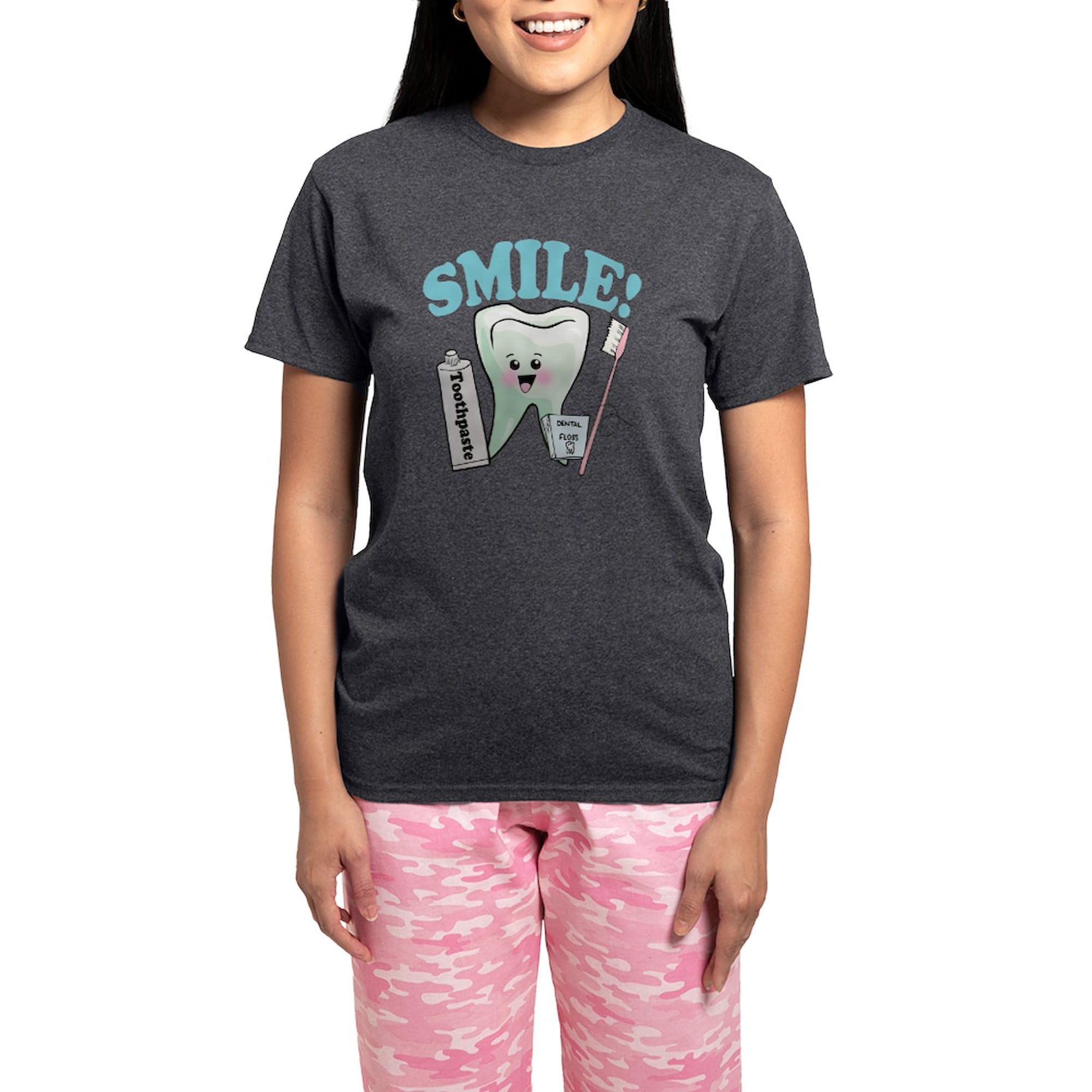 Dentist & Dental Hygienist Pajama Set for Women - Dark Charcoal Novelty Sleepwear | Comfortable Lounge Pajamas for Dental Professionals, Students & Teeth Lovers