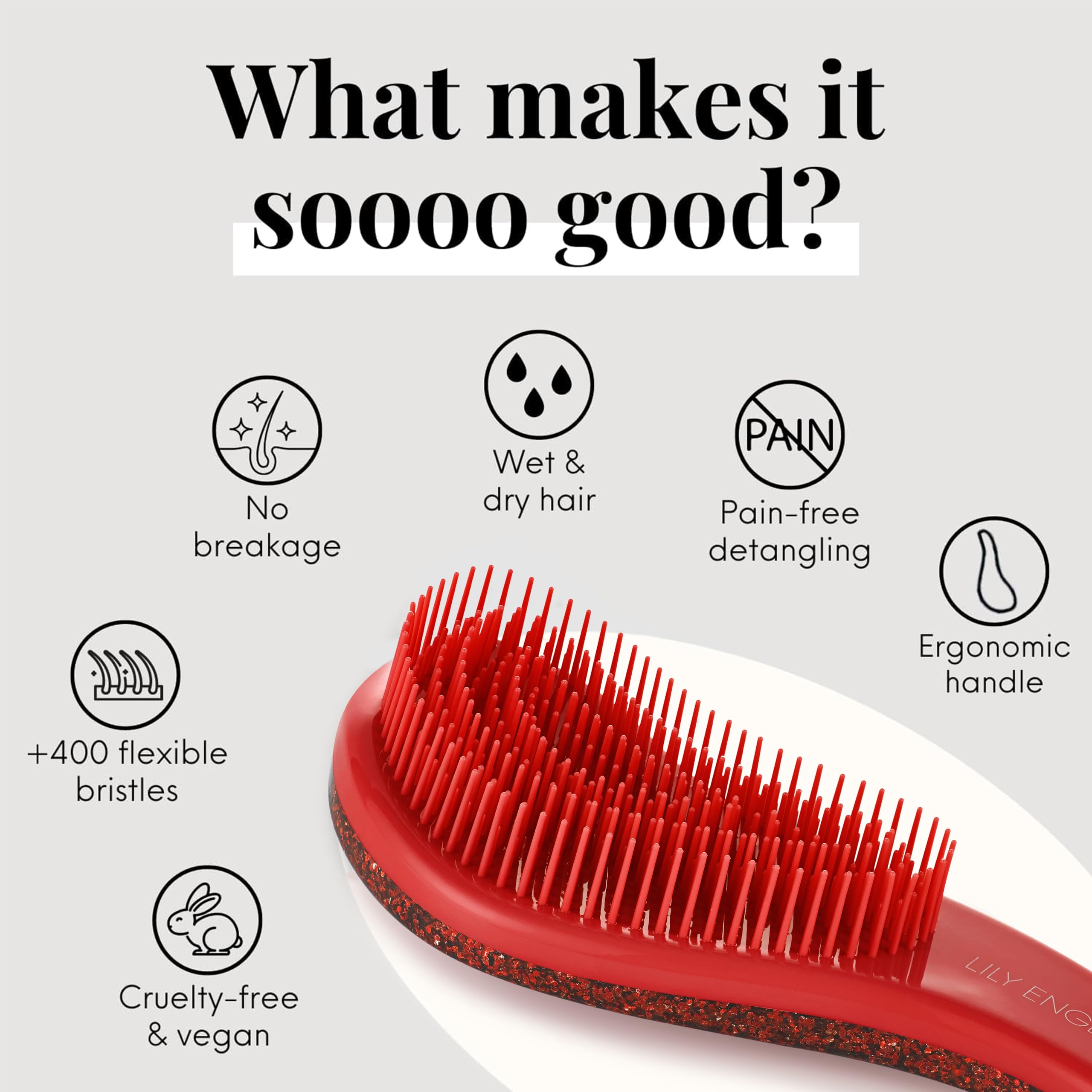 Lily England Detangling Hair Brush for All Hair Types - Kids & Women - Pain-Free Styling at Home