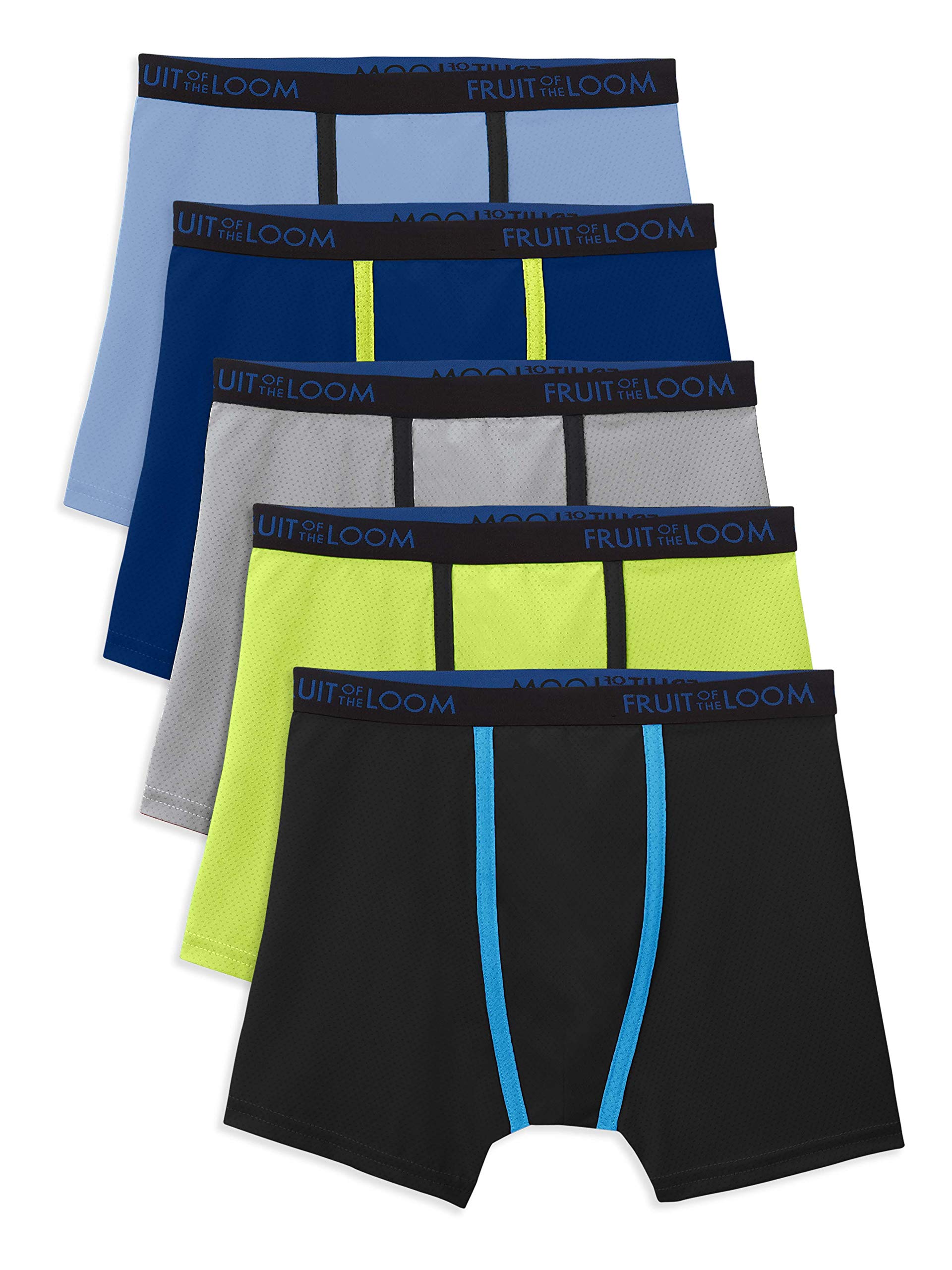 Fruit of the Loom Boys' Breathable Cotton Boxer Briefs 5-Pack - Soft Underwear for Active Kids, School & Sports