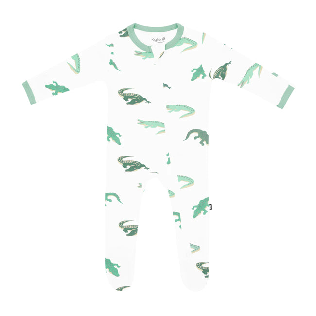 Kyte Baby Printed Zippered Footie Pajamas - Soft Organic Cotton Baby Sleepwear with Cute Crocodile Print | Perfect for Newborns, Infants & Toddlers | Cozy & Comfortable for Nighttime & Nap Time