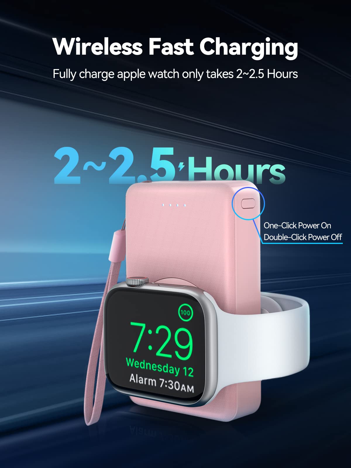 LVFAN 4000mAh Magnetic Portable Charger for Apple Watch - 2 Pack Pink & White Travel Power Bank | Perfect for Gym, Travel, and Daily Charging Needs