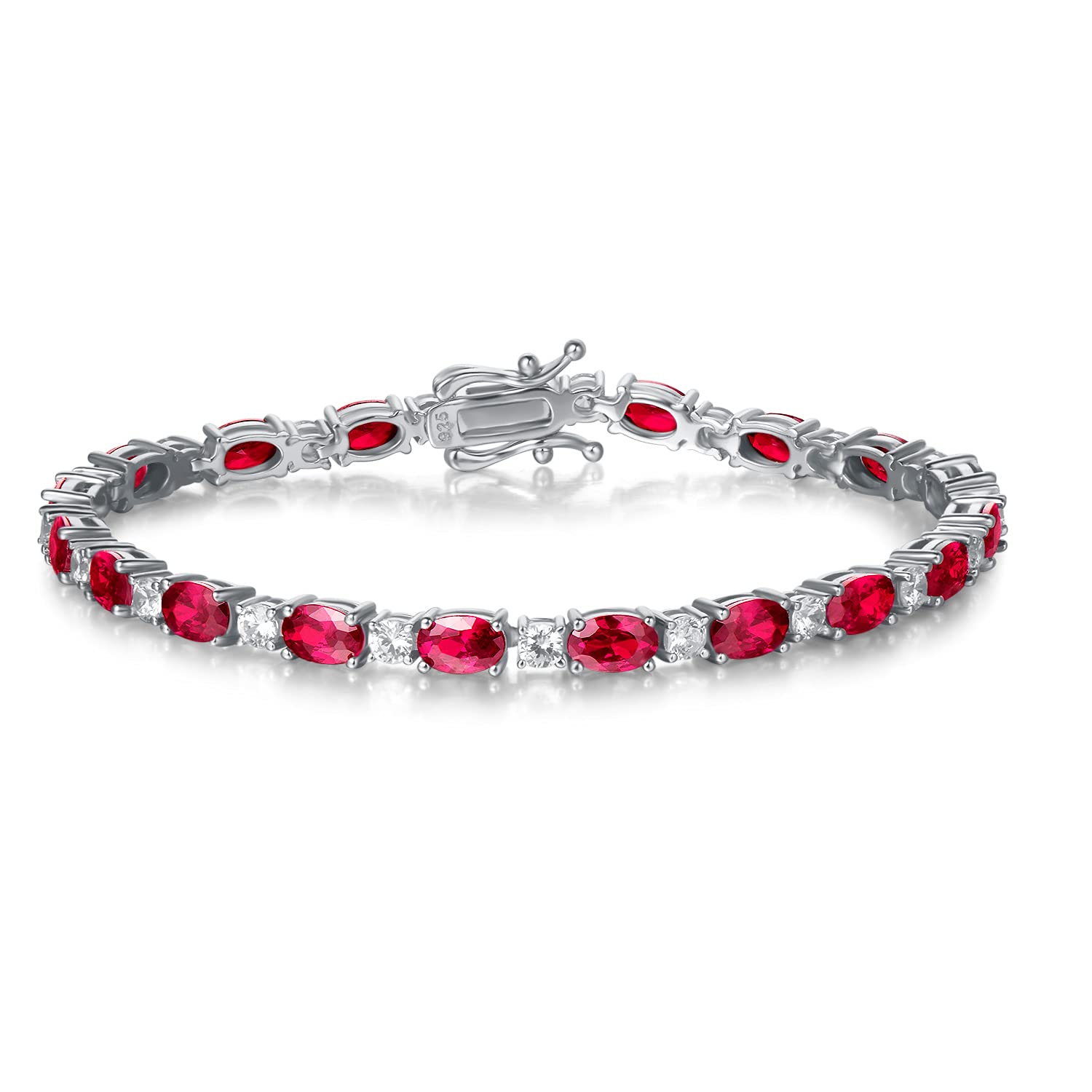 FANCIME Sterling Silver Birthstone Tennis Bracelet - Dainty Charm Bracelet for Women, Mom, Birthday Gift, 7