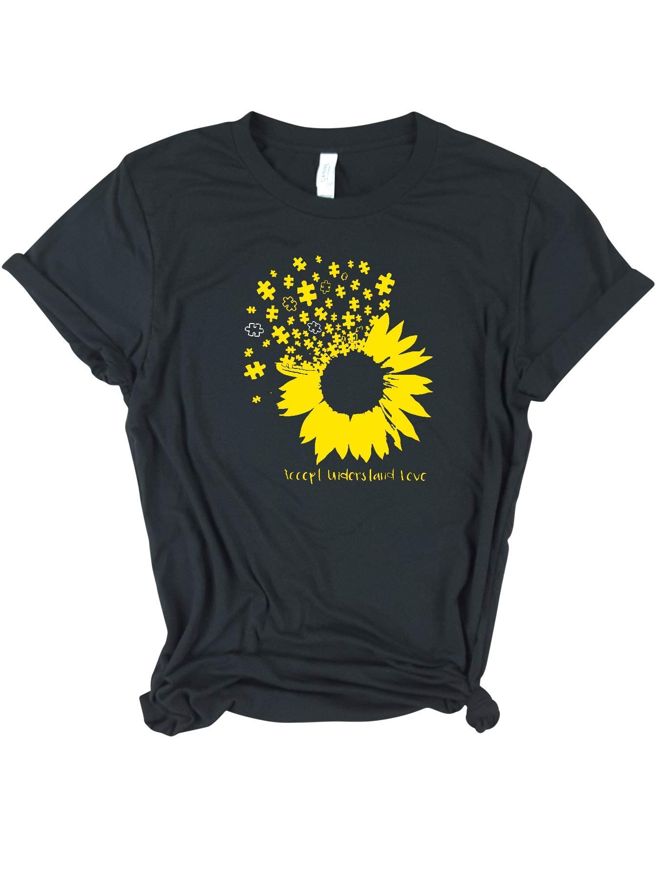 Autism Awareness Sunflower Puzzle T-Shirt for Moms & Teachers - Supportive Puzzle Piece Design for Autism Acceptance & Advocacy