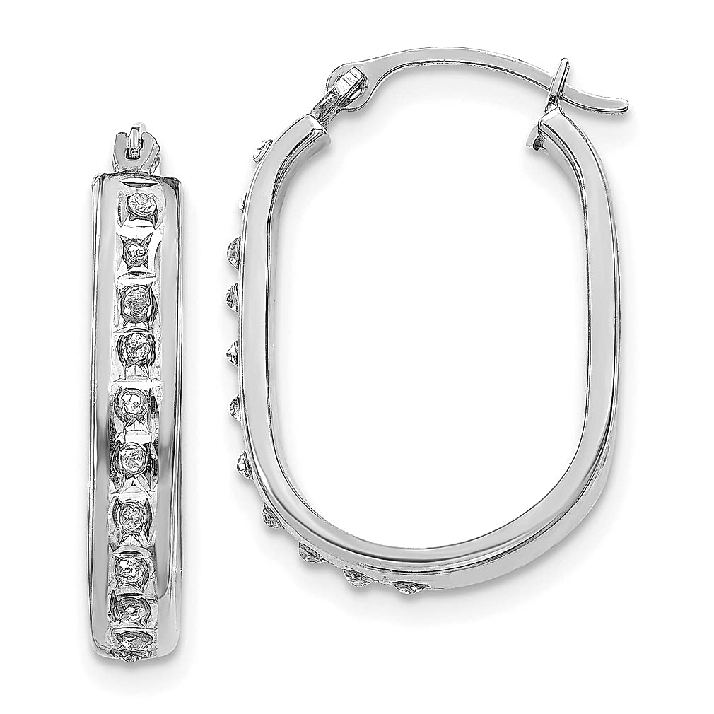 14K White Gold Diamond Hinged Hoop Earrings for Women - Square Design Luxury Fine Jewelry Set - Perfect Gift for Her, Anniversary, Birthday & Special Occasions
