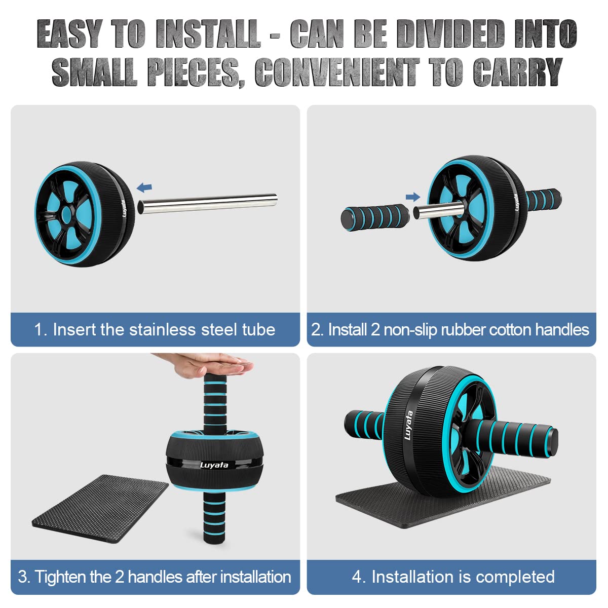 10-in-1 Ab Roller Wheel Kit with Resistance Bands, Knee Mat, Jump Rope & Push-Up Bar - Core Strength & Abdominal Workout Equipment for Home Gym - Perfect for Men & Women Training, Yoga, and Full-Body Fitness