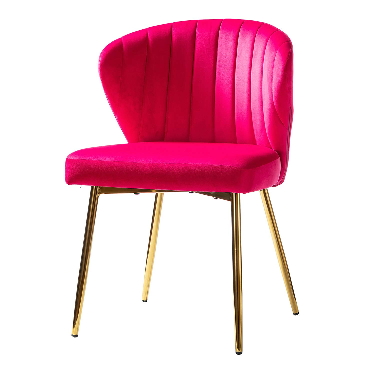 TINA'S HOME Velvet Dining Chairs Set of 2 - Modern Upholstered Side Chairs with Golden Metal Legs, Small Armless Accent Chairs for Living Room, Kitchen, Bedroom & Beauty Salon | Perfect for Small Spaces, Dining Sets and Home Decor (Fuchsia Pink)
