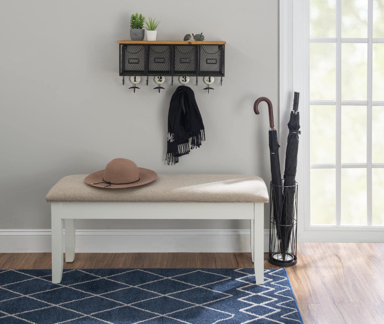 Jane Padded Seat Storage Bench - Upholstered Entryway Bench with Hidden Storage for Shoes & Blankets - Perfect for Living Room, Bedroom, or Hallway Organization