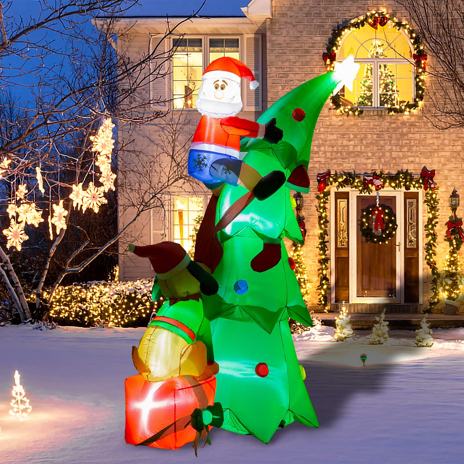 7FT Inflatable Christmas Tree with LED Lights - Outdoor Holiday Decor for Yard, Garden, Patio & Lawn | Perfect for Xmas Party, Home Decoration & Festive Celebrations
