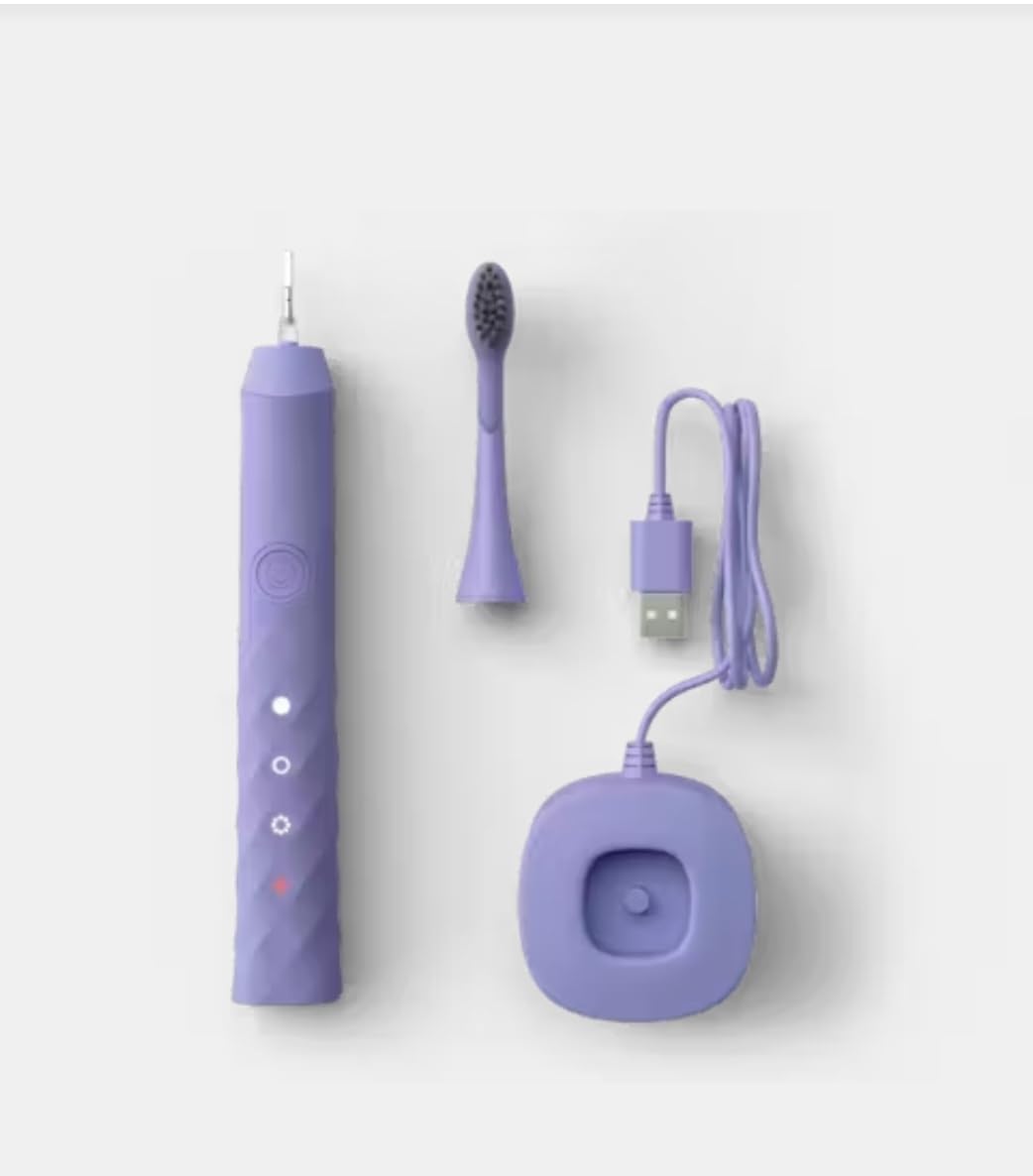Burst Electric Toothbrush for Adults - Charcoal Black Soft Bristles, Deep Cleaning, Stain & Plaque Removal - 3 Sonic Modes: Whitening, Sensitive, Massage - Rechargeable Lavender Toothbrush - Perfect for Travel & Daily Oral Care