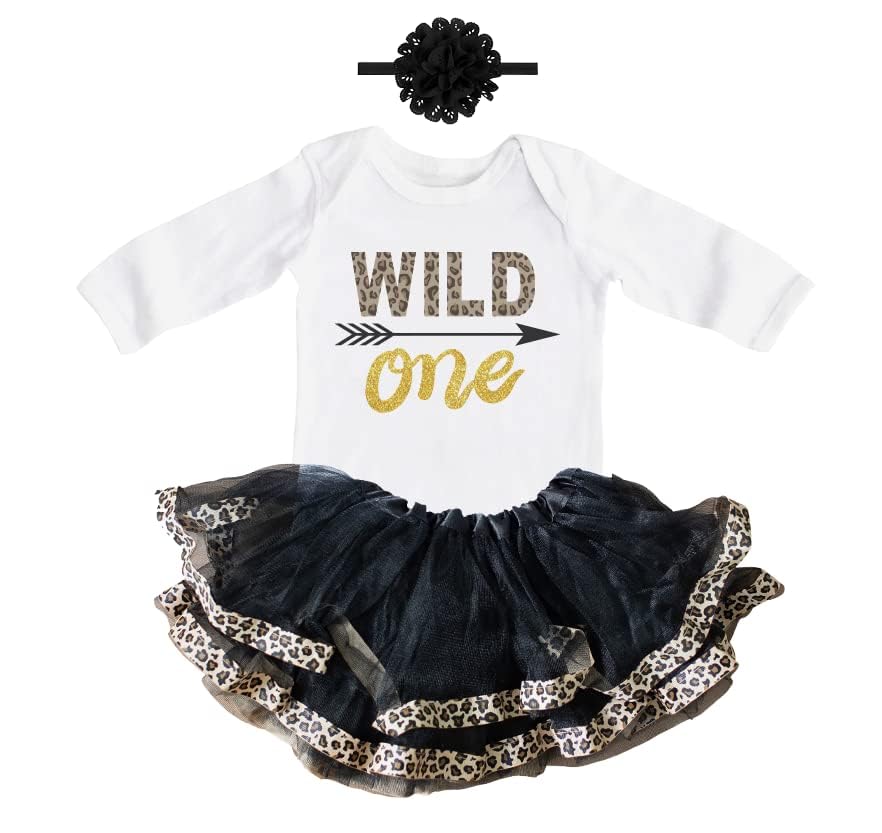 Luke and Lulu Wild One 1st Birthday Outfit for Girls - Leopard Print & Pink Gold Tutu Dress | Perfect for Jungle Theme Parties, Photoshoots & First Birthday Celebrations
