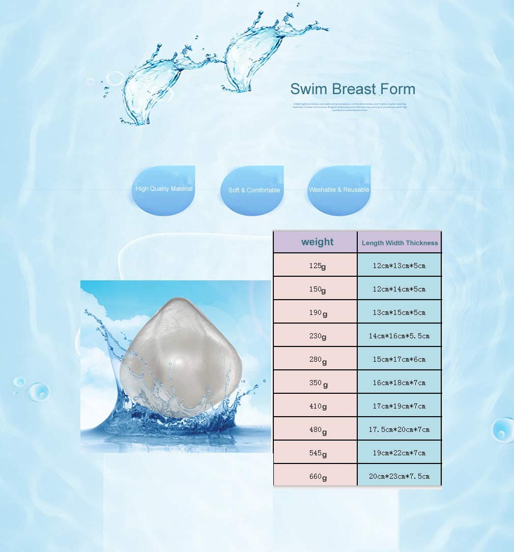 BIMEI Silicone Breast Forms for Women - Post Mastectomy Prosthesis, Soft & Natural Looking Artificial Breast Pads, Transparent & Comfortable for Everyday Wear - Perfect for Swimwear, Activewear & Daily Use After Surgery