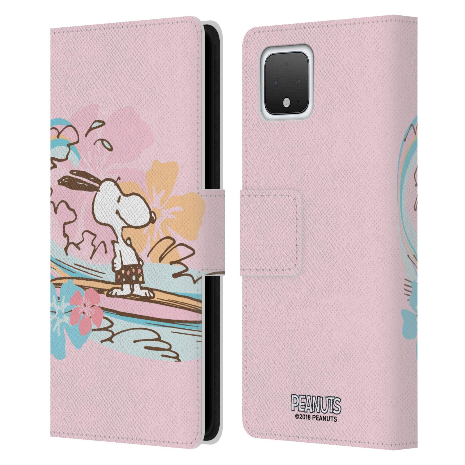 Peanuts Snoopy Leather Wallet Case for Google Pixel 4 - Beach Surf Style