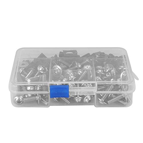 Premium M6 Bolt Screws Kit - 177pcs Universal Motorcycle Fairing Screws (M5/M6) for Sport Bikes - Durable Silver Fasteners - Perfect for Bike Maintenance & Body Panel Repairs