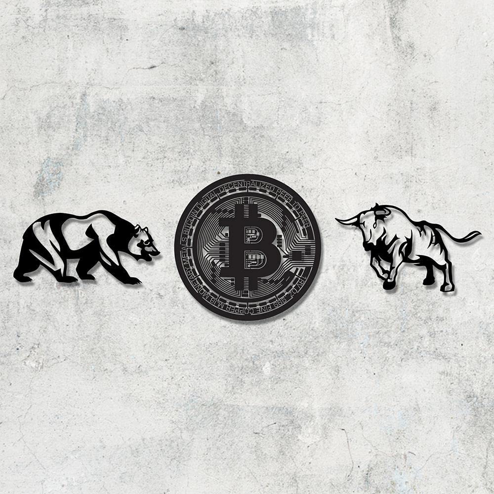 Bitcoin Wall Art Set of 3 - Metal Cryptocurrency Wall Decor (19x19 Inch, Black) | Perfect for Home Office, Man Cave & Crypto Enthusiast Gifts