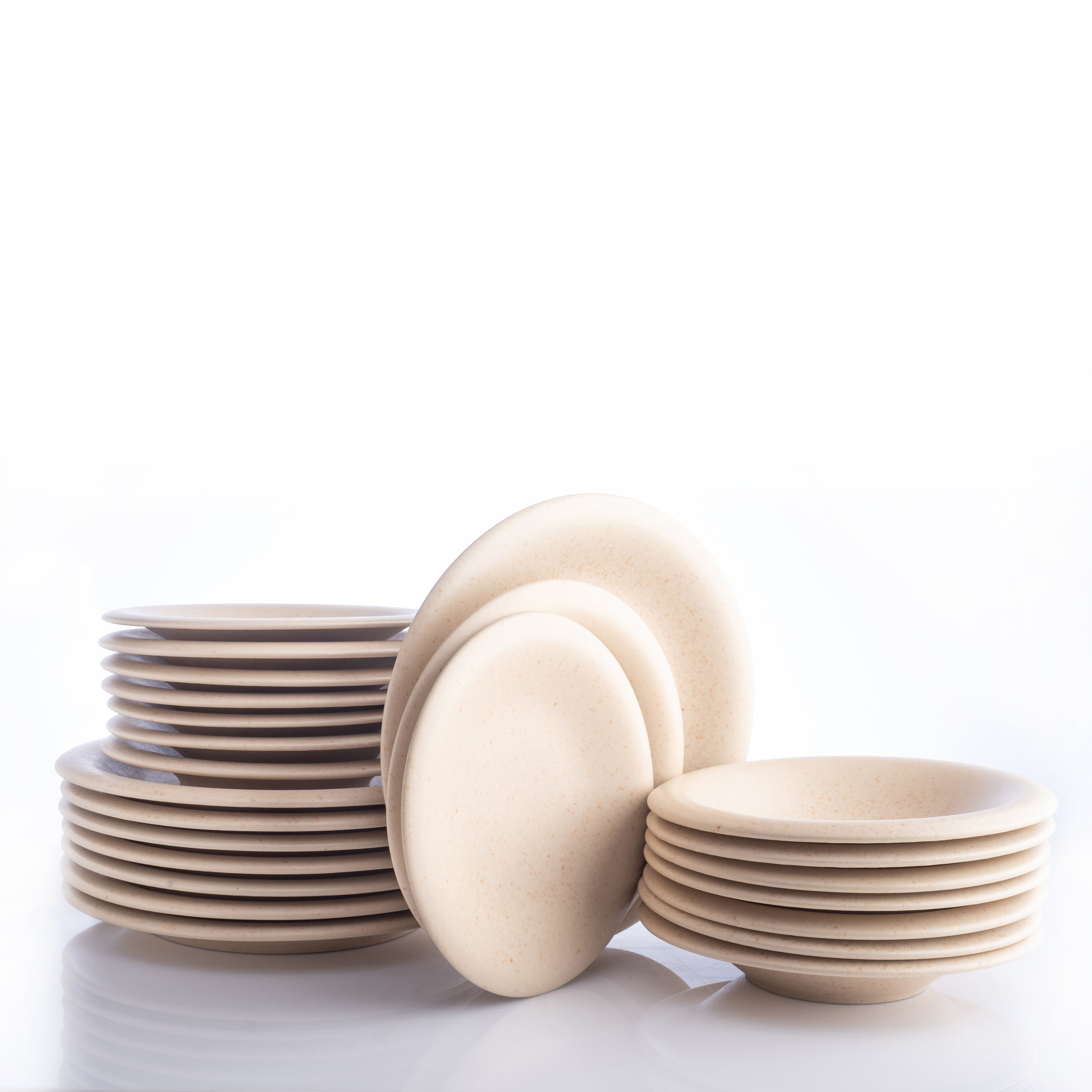 Premium Aro Stoneware Dinnerware Set - Cream Matte Finish - Handcrafted in Portugal - Scratch & Chip Resistant - Elegant Tableware for Everyday Dining & Entertaining