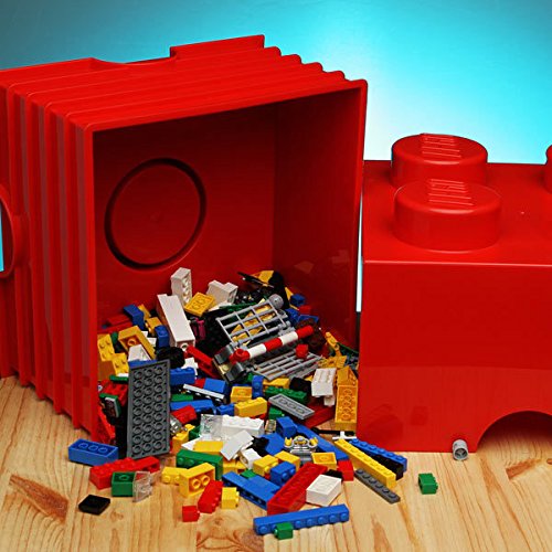 Red LEGO Storage Box with 4 Studs - Organize and Store LEGO Bricks for Kids & Adults - Perfect for Playrooms, Classrooms, and Home Organization