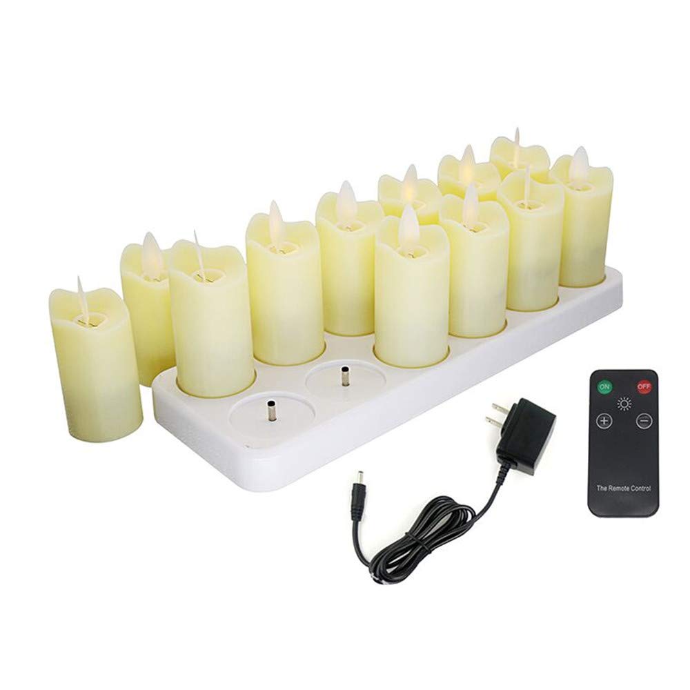 12-Pack Rechargeable Flameless LED Candles with Moving Wick - Battery Operated Electric Tea Lights for Home Decor, Wedding, Party & Outdoor Use - Romantic Ambiance for Garden, Dinner, Holiday & Festival Decorations